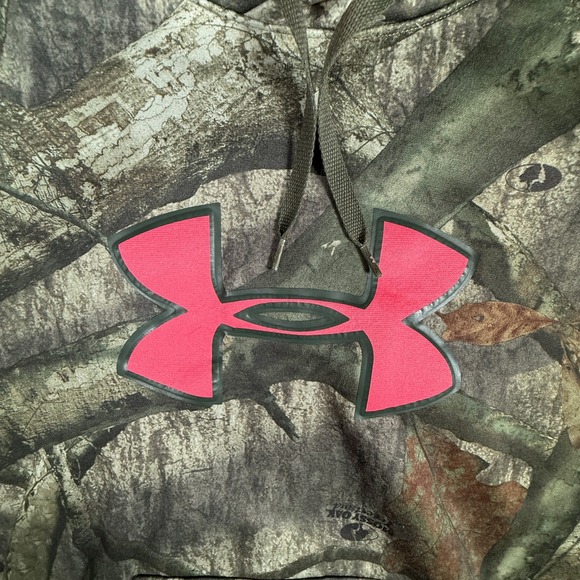 Under Armour Mossy Oak Treestand Camo Hoodie Mens Medium Hunting Pullover - Picture 2 of 9
